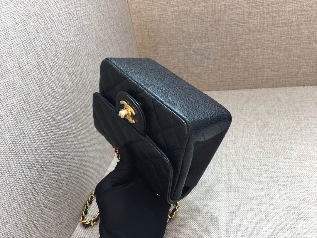 Mini Classic Flap Caviar Bag A01115 Black/Gold